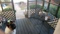 Code relaxes on our back porch.